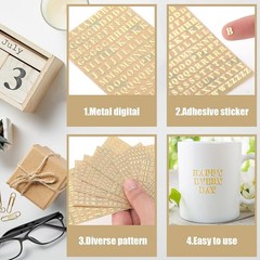 18 Sheets of Elegant Gold Self-Adhesive Letter & Number Stickers for Crafts
