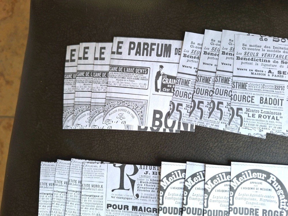 100pc Black & White Retro French Newspaper Ads 3 1/4 X 3 1/4 Scrapbook Papers