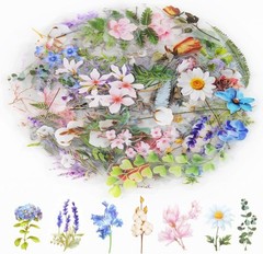 160Pcs Natural Flower Stickers for Scrapbooking,Self-Adhesive Transparent Flo…