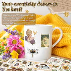 300 Pcs Vintage Stickers, Junk Journal Supplies, Cute Stickers for Journaling Su