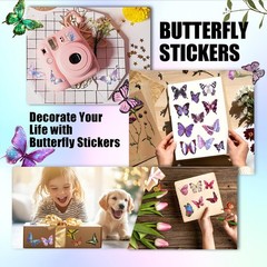 Butterfly Stickers(635 Pcs 48 Sheets) Flower Stickers for Scrapbooking Journa