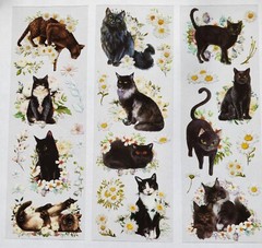 Black Cats with white florals. 6 sheets – 3 designs – 2 of each. You cut to fit
