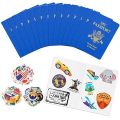 15 Pcs Fake Passport Book for Kids with 150 Non-Repeating Stickers (Including…