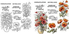 Spring Summer Blooming Flowers Floral in Vase Clear Stamps and Cutting Dies Set