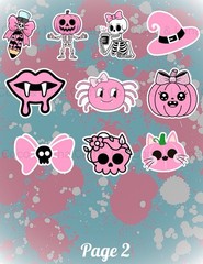 Pink Halloween Sticker Set – 25 Piece