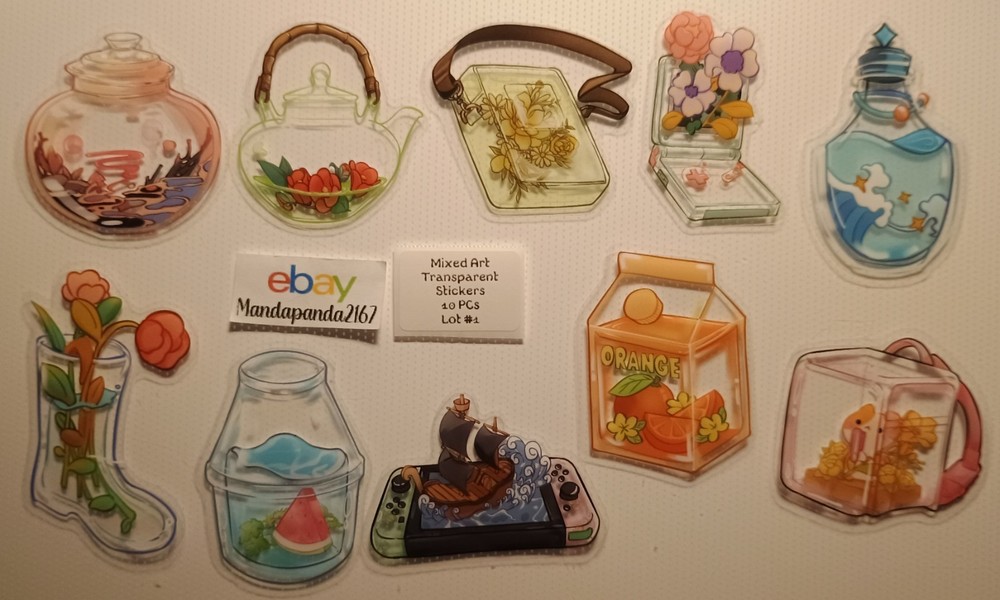 Mixed Art – Transparent – Stickers -10 PCs- 5 different styles! See Description