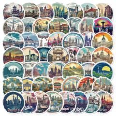 50/100PCS Mix World Famous Buildings Travel City Stickers Landmark Landscape Dec