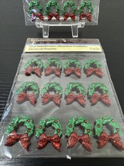 2 Recollections CHRISTMAS Red & Green Glitter Christmas Wreaths 12pc/pz New
