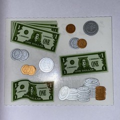 Money Coins Sticker Sheet Scrapbook Planner Craft Stickers