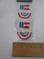 Lot of 2 pkgs. July 4th Assorted Patriotic Gemstone Stickers, New OOP