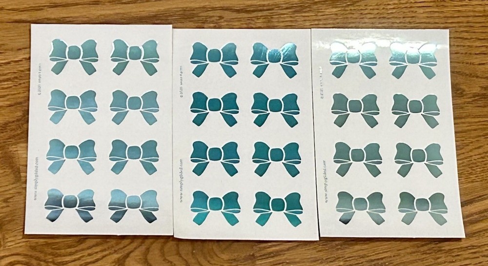 Simply Gilded Blue / Teal Metallic Bows (3) Sticker Sheets SG 2020 Stickers