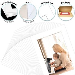 , Pack of 25, Acid-Free White Pre-Cut 5×7 Picture Mat for 4×6 Photo with Whit…