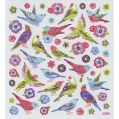 Scrapbooking Crafts Stickers Sticker King Birds Flowers Glitter Parrot Purple