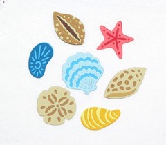 Seashells Shell 7 pcs Cardstock Paper Die Cut Embellishment Scrapbook Cardmaking