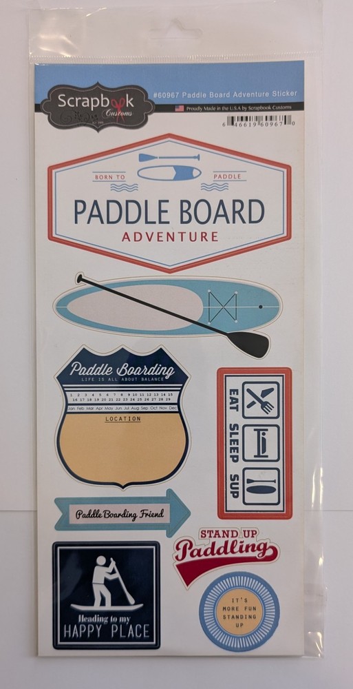Paddle Board Adventure Flat Scrapbooking Stickers By Scrapbook Customs