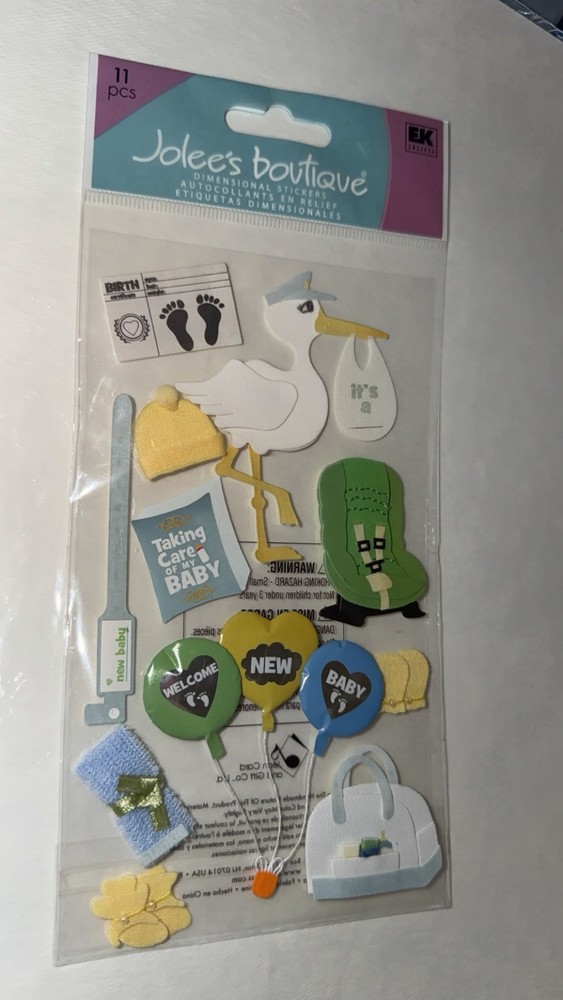 Jolee’s Bringing Baby Home Stork Carseat Diaper Bag Scrapbooking Stickers