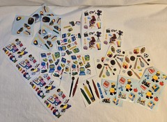 VTG Sandylion Sticker Mod Sheet Lot Kromekote Prismatic School Sports Arts Class