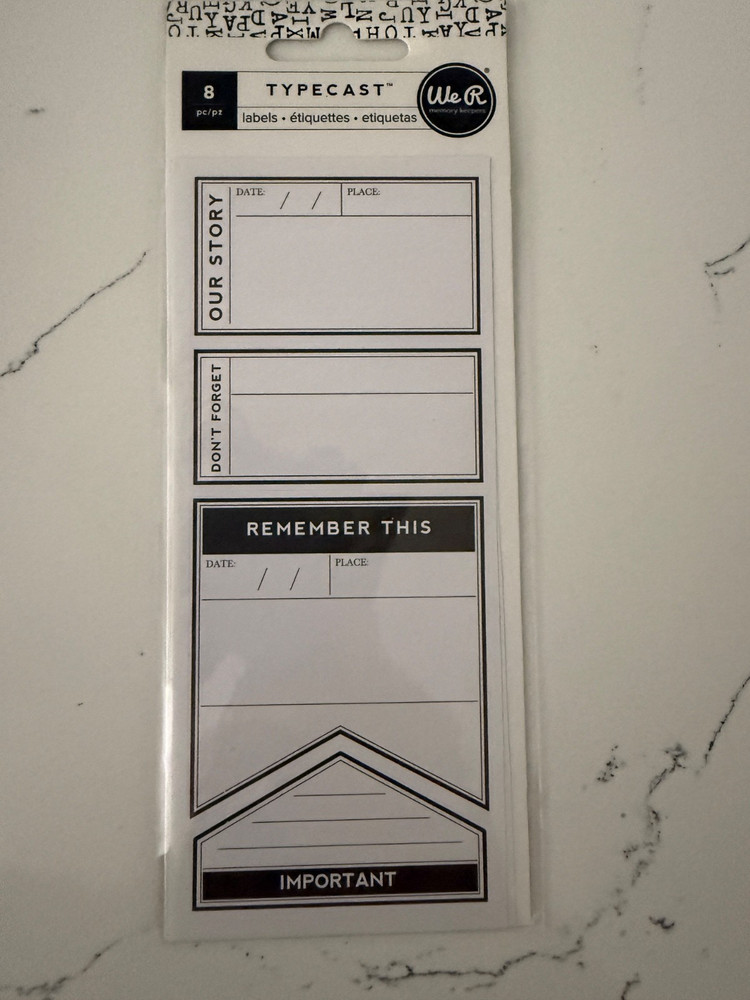 We R Memory Keepers 8PC Typecast Labels Our Story Don’t Forget Remember This
