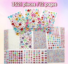 3521 Pieces Self Adhesive Jewels for Crafts, Stick on Gems Stickers, Flat Bac…