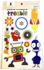 Fancy Pants To The Moon Chipboard Stickers Space Robot Alien Rocket 2 Sheet 2010