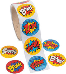 Superhero Roll Stickers (100 Stickers) for Arts & Crafts, Party Favors, Decorati