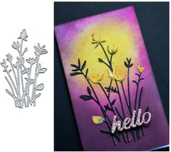 Floral Stems Metal Die Cuts for Card Making,Spring Flower Leaf Grass Card Cuttin