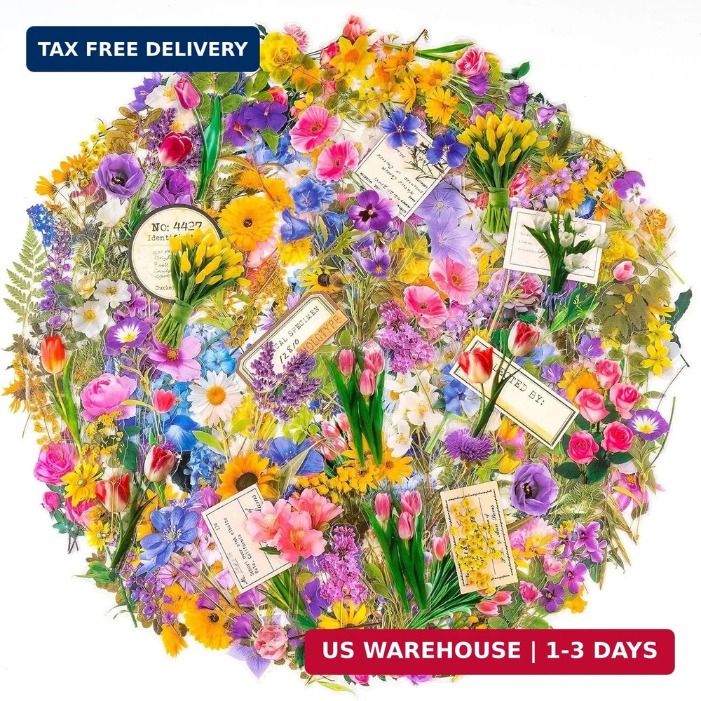 320Pcs Flower Stickers, Cute Vintage Floral Sticker for Kids, Clear Wildflower S