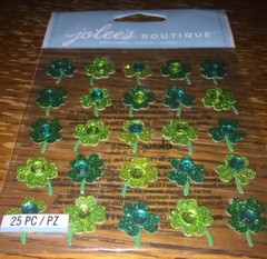 Jolees St Patrick’s Day 4 Leaf Clovers Repeats Good luck Gems Scrapbook Stickers