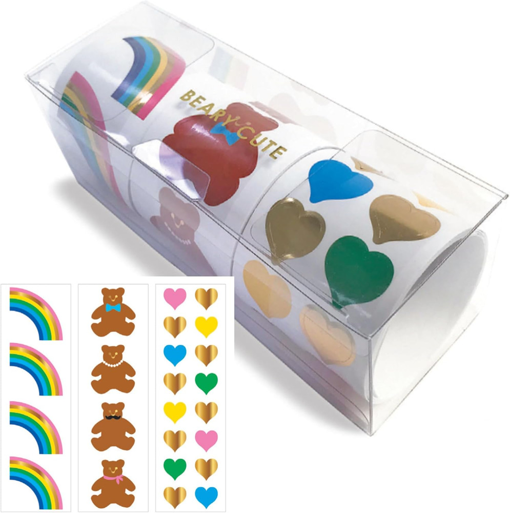 Beary Cute 3-Roll Sticker Gift Box with over 175 Premium Stickers with Bears, Ra