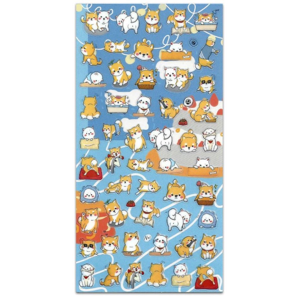 CUTE DOG STICKERS Shiba Inu Fun Animal Sticker Sheet Kawaii Kids Craft Scrapbook