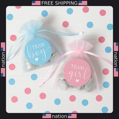 Pink or Blue Gender Reveal Stickers – 40 Count Team Boy or Girl Decorations