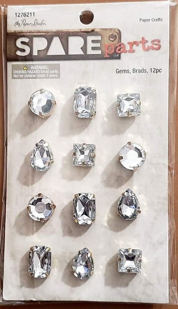 SPARE PARTS by The Paper Studio GEMS BRADS – 12 pcs