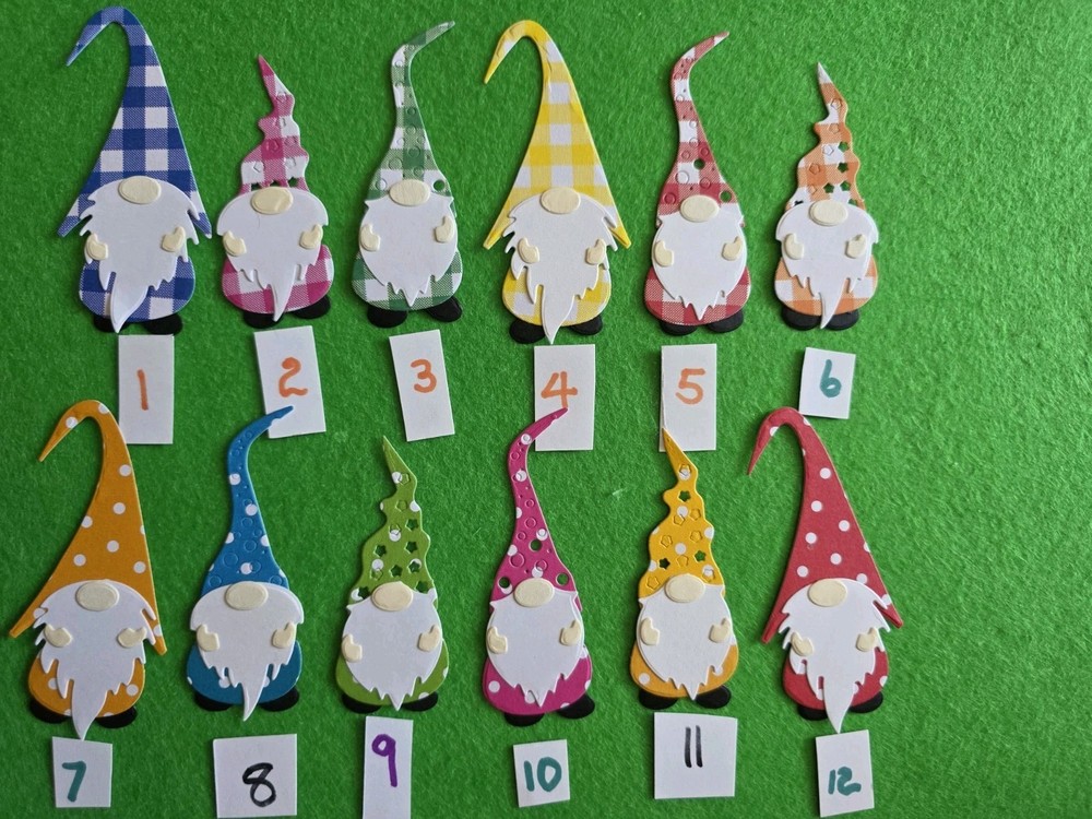 Any 3 Gingham Or Polka Dots Gnome Cardstock Die Cut For Scrapbook Cardmaking
