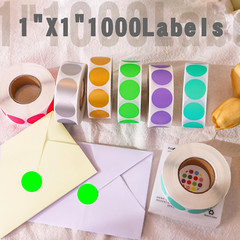 1 Inch round Permanent Adhesive Color- Dot Stickers,1000 per Roll Dots Label Dis