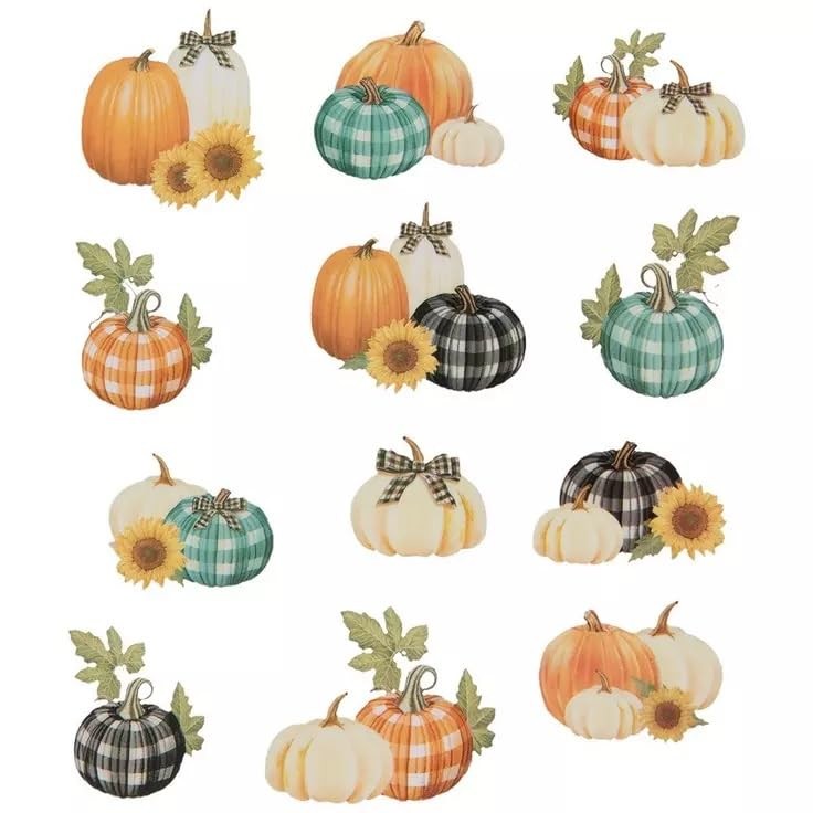 Buffalo Plaid Fall Pumpkins Stickers – 2 Sheets