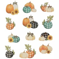 Buffalo Plaid Fall Pumpkins Stickers – 2 Sheets