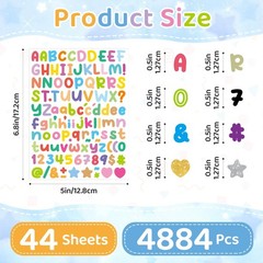 44 Sheets Letter Stickers 0.5 Inch 4972Pcs Alphabet Stickers 1/2 Inch Small V…