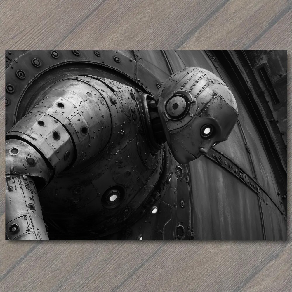 STICKER Classic Robot Black Eyes Industrial Retro Future Strange Weird Machine