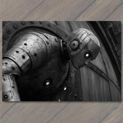 STICKER Classic Robot Black Eyes Industrial Retro Future Strange Weird Machine