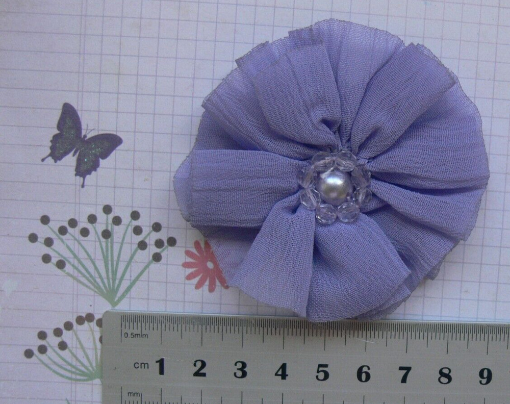 Ruffled Organza Layered LAVENDER Flower with Centre 65-70 mm Single MH DB NJC