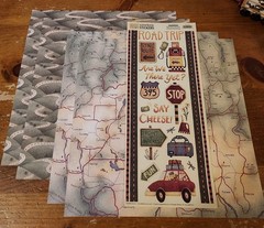 Creative Imaginations Debbie Mumm 12×12 Papers (4) w/sticker ~ Road Trip. HTF