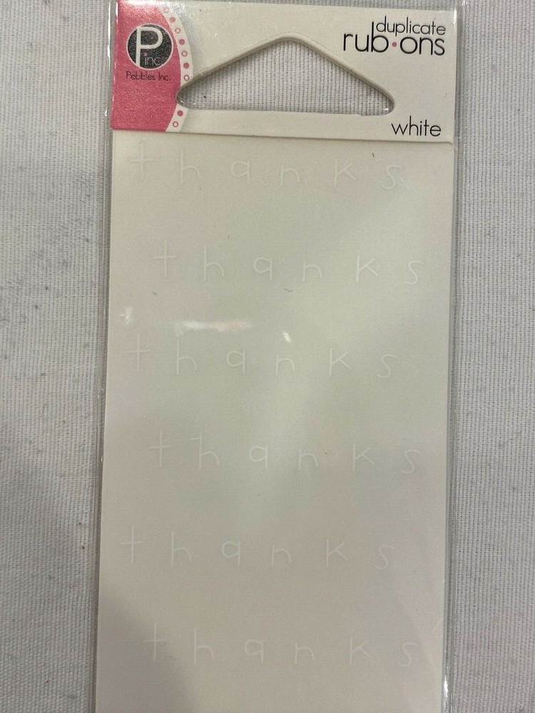 Pebbles Inc. Duplicate Rub-Ons ~White ~Thanks ~ Scrapbooking Crafts
