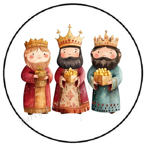 THREE KINGS WISEMEN CHRISTMAS ENVELOPE SEALS LABELS STICKERS PARTY FAVORS