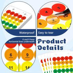 1000 Pcs Consecutive Number Stickers 1-50 20 Sheets 0.4 Inch Colorful Small roun