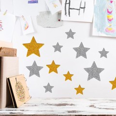 100 PCS Glitter Foam Stickers Gold Silver Foam Star Stickers Self Adhesive Glitt