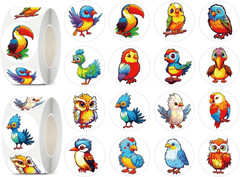 600 Pcs 1.5 Inch round Bird Stickers – Cute Stickers for Kids Birthday Party