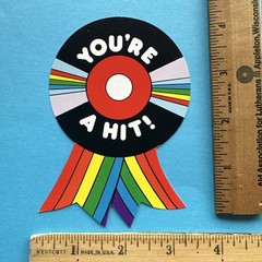 Vintage 80s CTP Award Ribbon Stationery You’re A Hit Music Record Bookmark