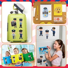 24 Sheets Make Your Own Policeman Stickers, Educational Theme Gift for Kids,