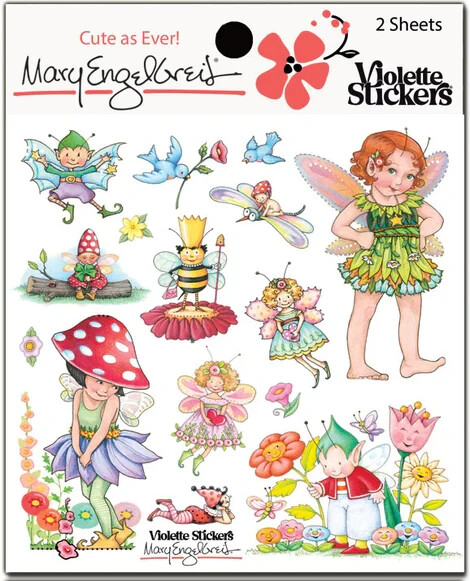Mary Engelbreit Stickers 2 Sheets Whimsical Fairies Garden Bee Flowers Mushroom