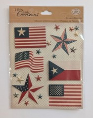 American Flags & Stars USA Scrapbooking Stickers By Life’s Little Occasions RARE